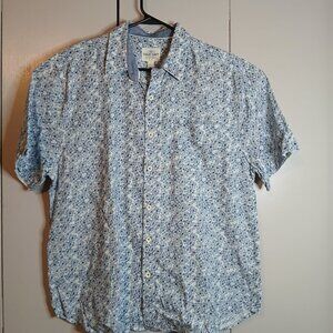 True Grit Men's XL Blue Floral Short Sleeve Cotton Shirt (0773G4)